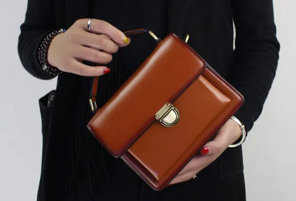 Genuine Leather handbag shoulder bag black red for women leather crossbody bag