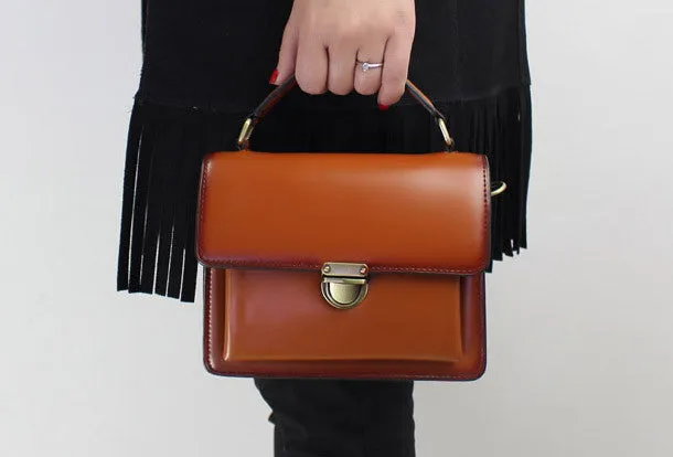 Genuine Leather handbag shoulder bag black red for women leather crossbody bag