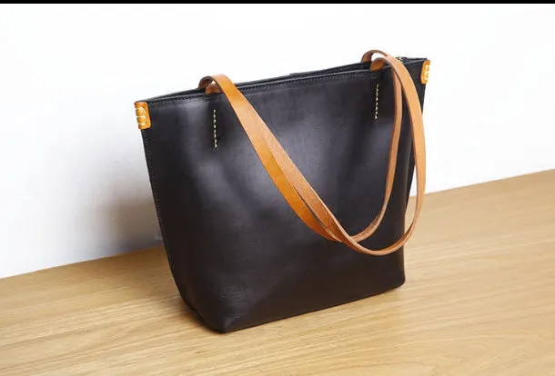 Genuine Leather Handbag Small Tote Bag Shopper Bag Shoulder Bag Purse For Women