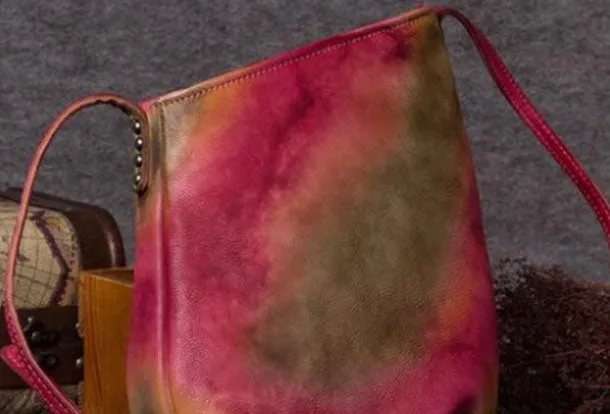 Genuine Leather Handbag Vintage Bucket Bag Crossbody Bag Shoulder Bag Purse For Women