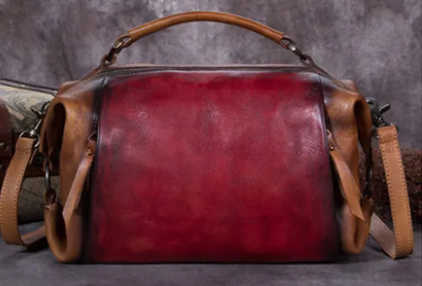 Genuine Leather Handbag Vintage Crossbody Bag Shoulder Bag Purse For Women