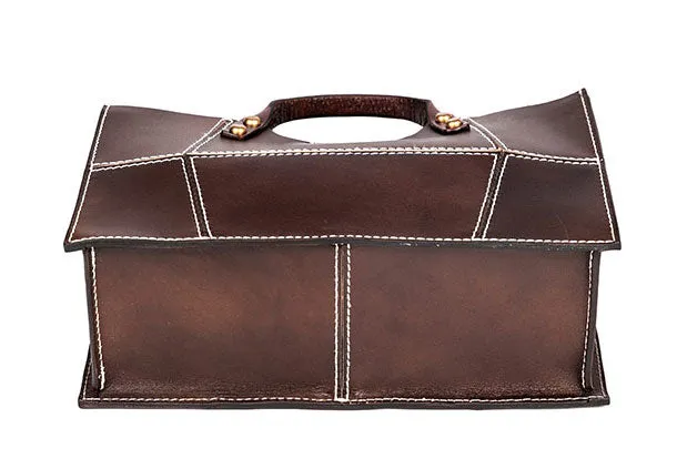 Genuine Leather Handmade Handbag Shoulder Bag Geometric Bag Purse For Women