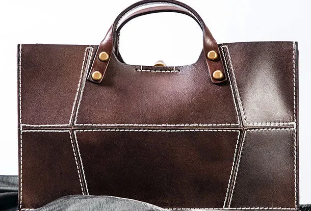 Genuine Leather Handmade Handbag Shoulder Bag Geometric Bag Purse For Women