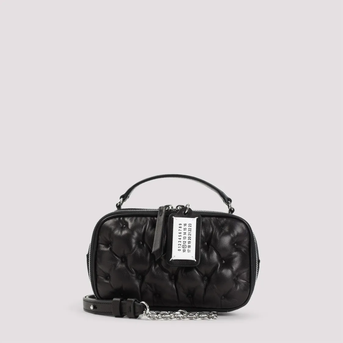 Glam Slam Camera Belt Mini Black Leather Handbag