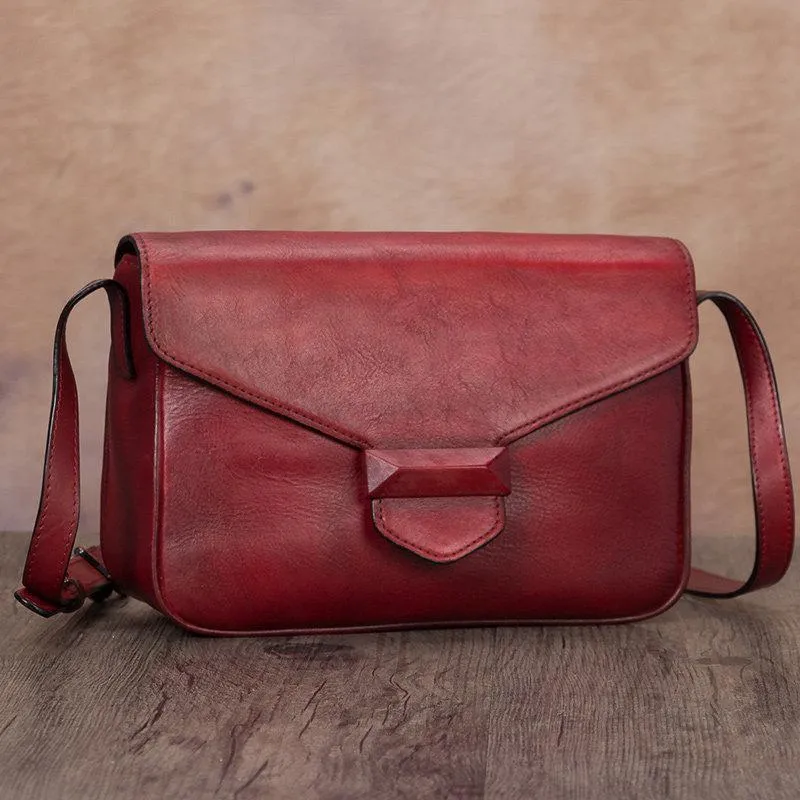 Green Vintage Ladies Leather Small Satchel Shoulder Bag Purse Brown Side Bag for Women