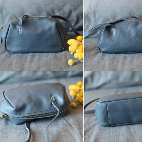 Grey Womens Leather Satchel Side Bag Red Leather Crossbody Bag Shoulder Bag for Ladies