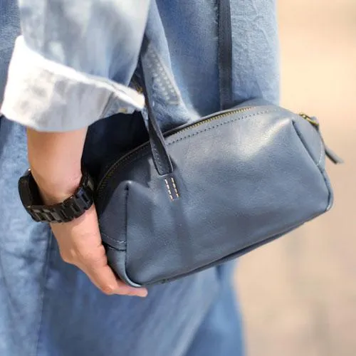 Grey Womens Leather Satchel Side Bag Red Leather Crossbody Bag Shoulder Bag for Ladies