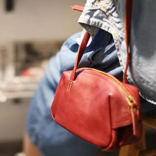 Grey Womens Leather Satchel Side Bag Red Leather Crossbody Bag Shoulder Bag for Ladies