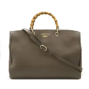 Gucci Bamboo Leather Handbag Shoulder Bag Tote Bag (Pre-Owned)