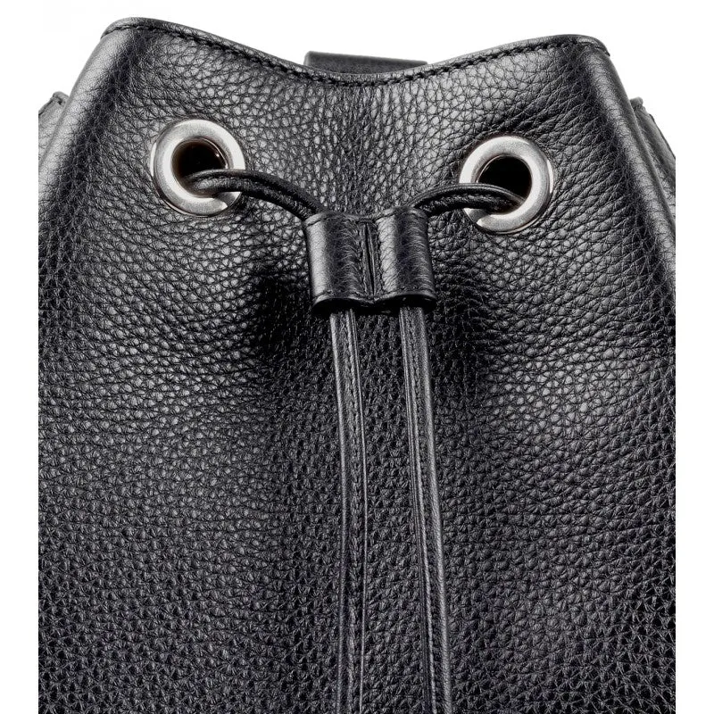 Gucci Black leather drawstring backpack