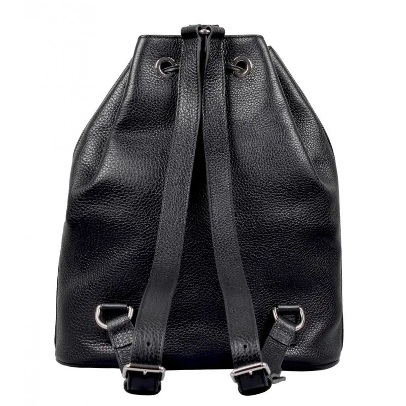 Gucci Black leather drawstring backpack