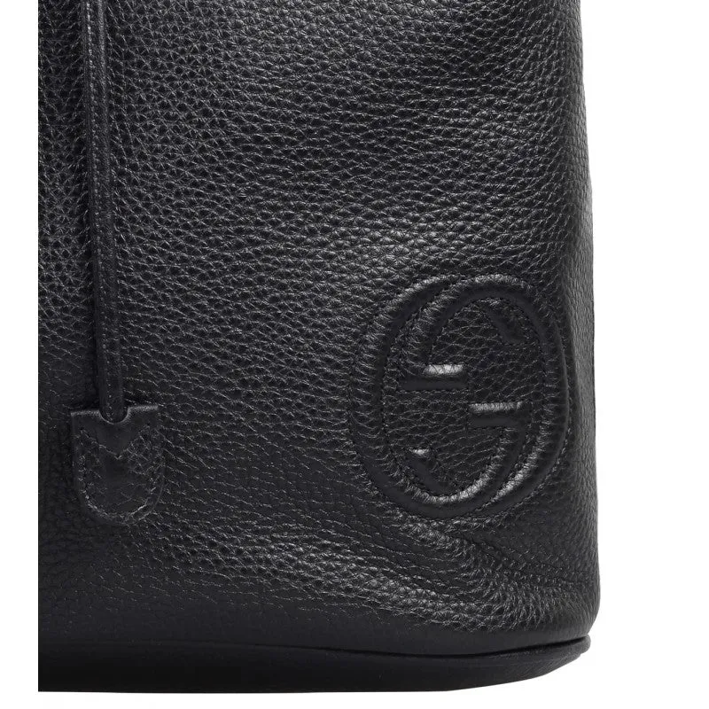 Gucci Black leather drawstring backpack