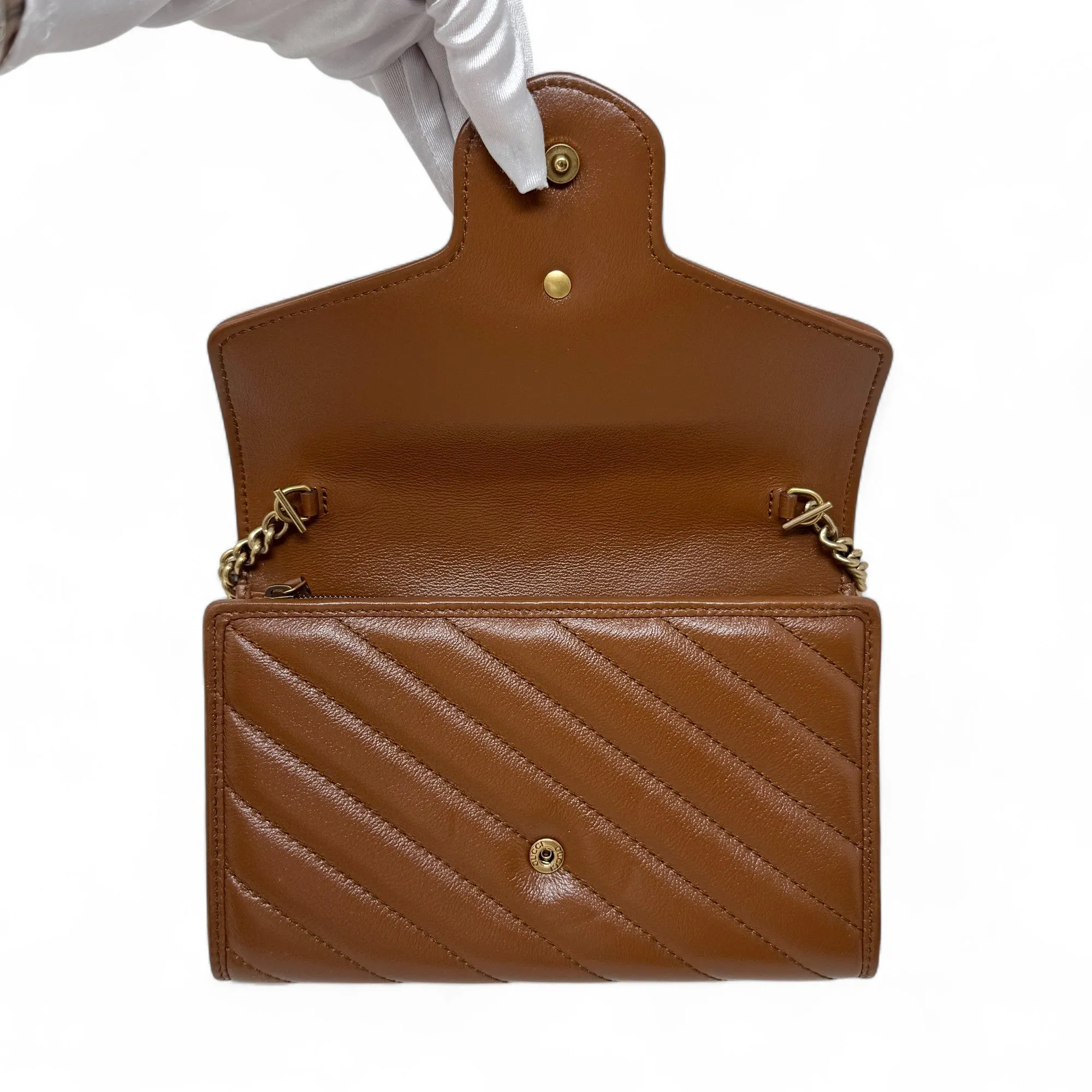 Gucci Brown Marmont Wallet On Chain