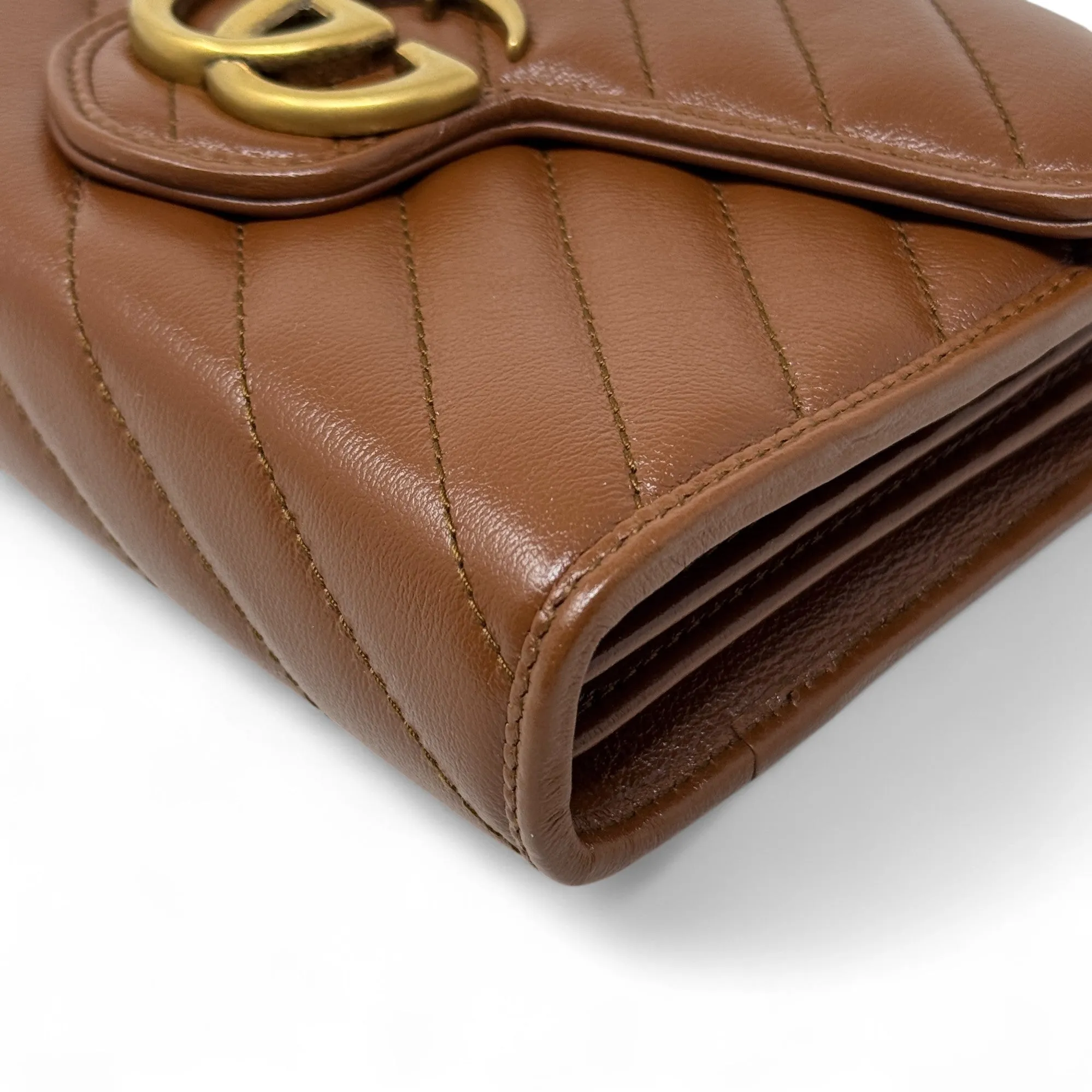 Gucci Brown Marmont Wallet On Chain