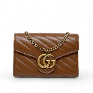 Gucci Brown Marmont Wallet On Chain