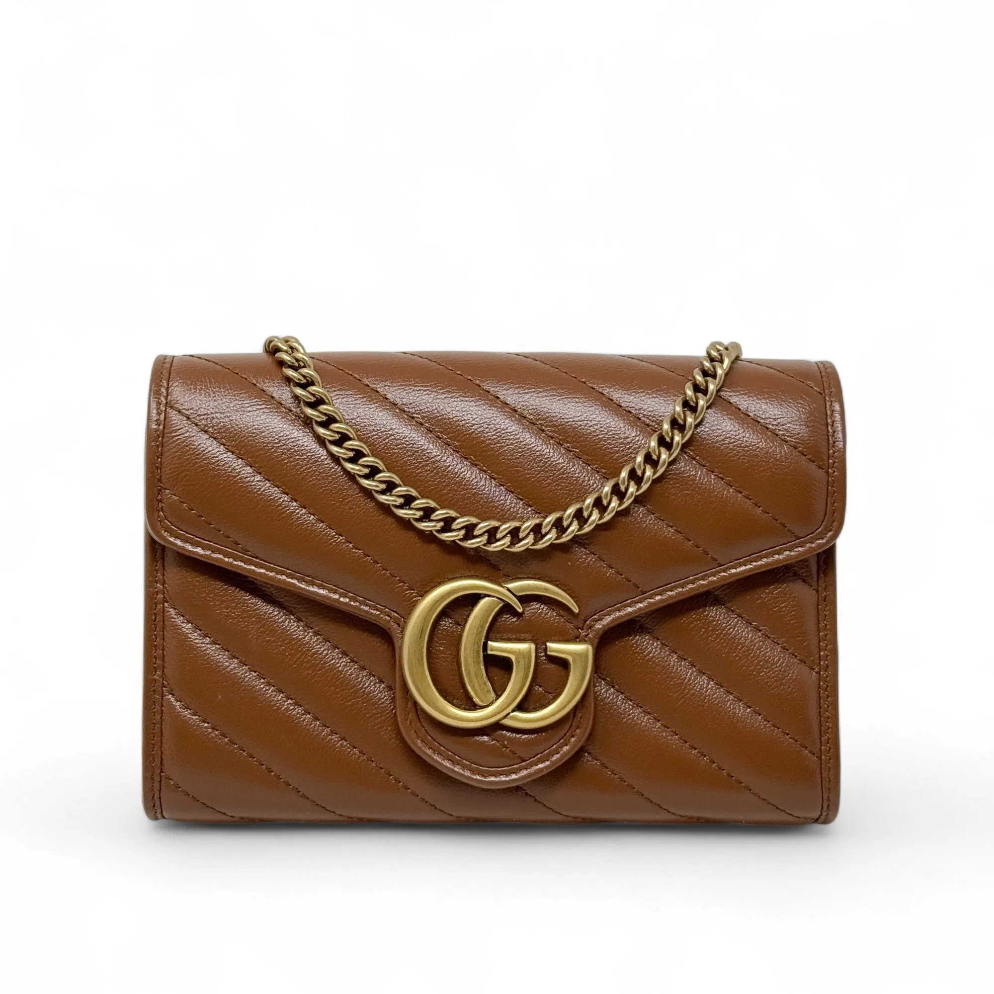 Gucci Brown Marmont Wallet On Chain
