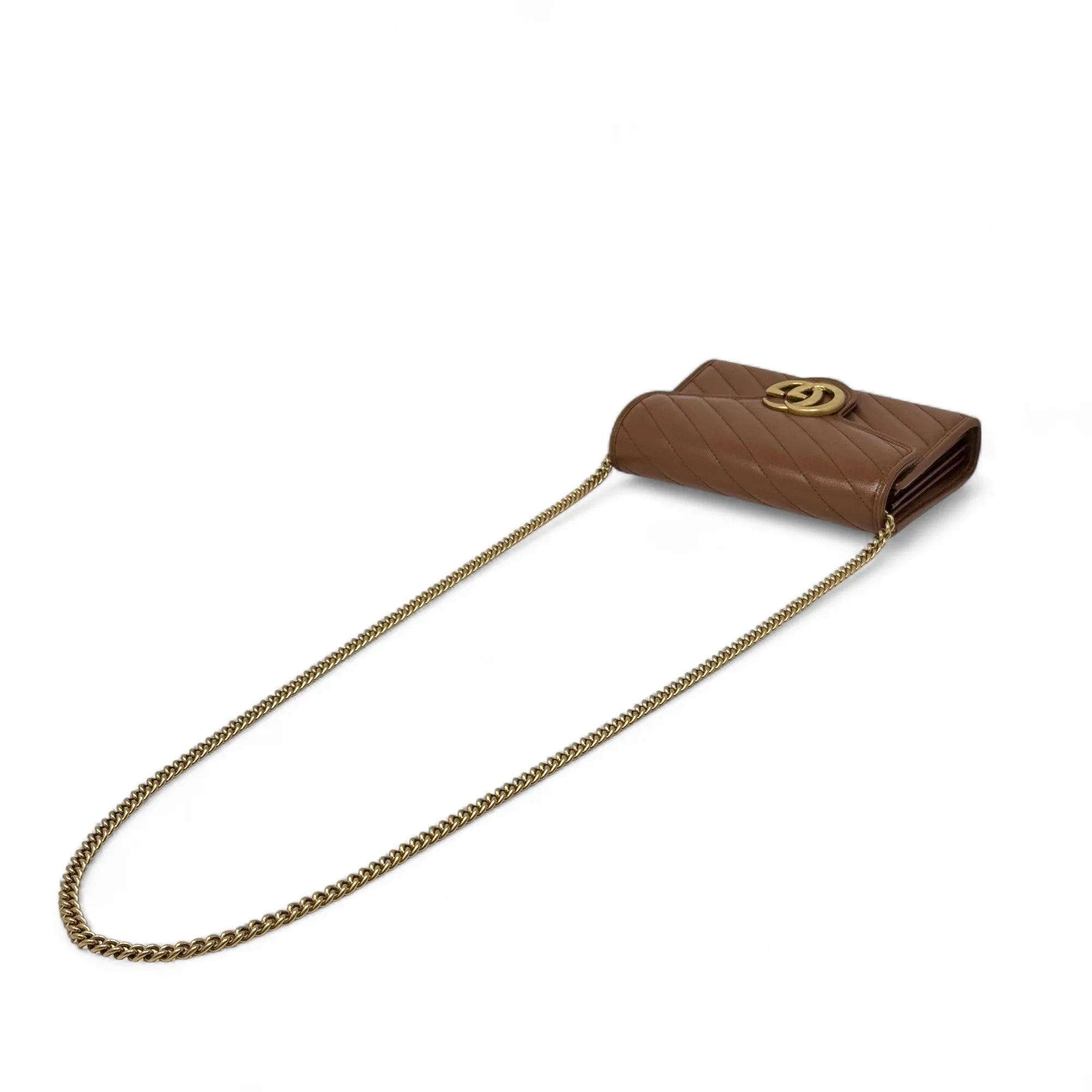 Gucci Brown Marmont Wallet On Chain