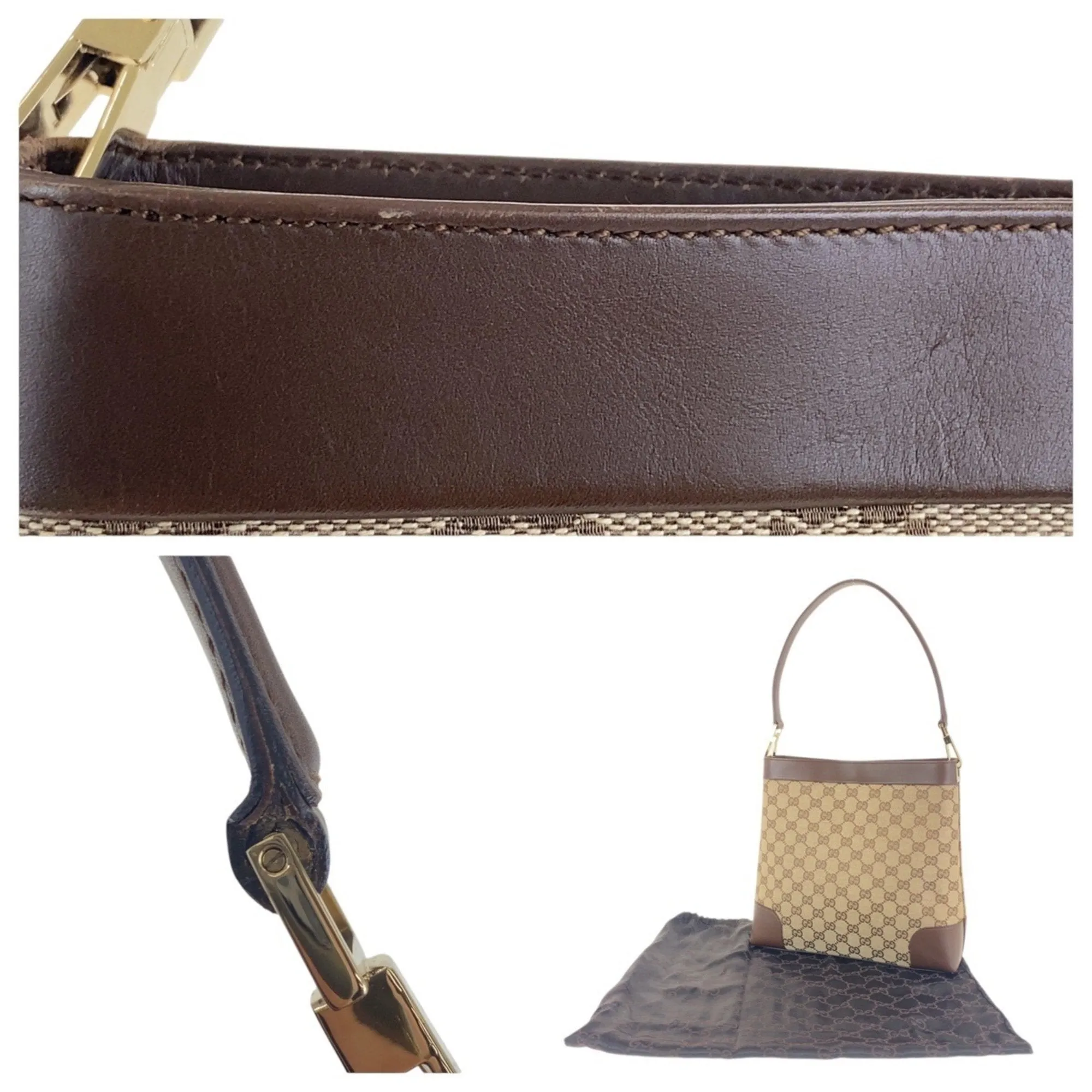 Gucci Gg Canvas Gg Canvas Leather Handbag Shoulder Bag (Pre-Owned)