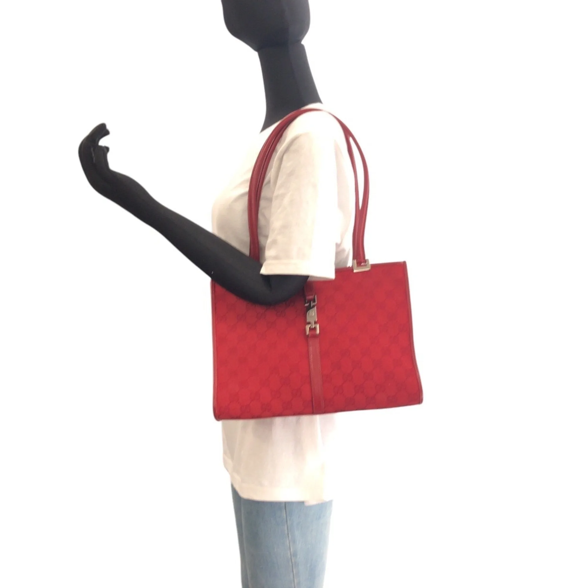 Gucci Gg Canvas Leather Handbag Shoulder Bag (Pre-Owned)