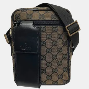 Gucci  Gg Canvas Leather Pochette Shoulder Bag (Pre-Owned)