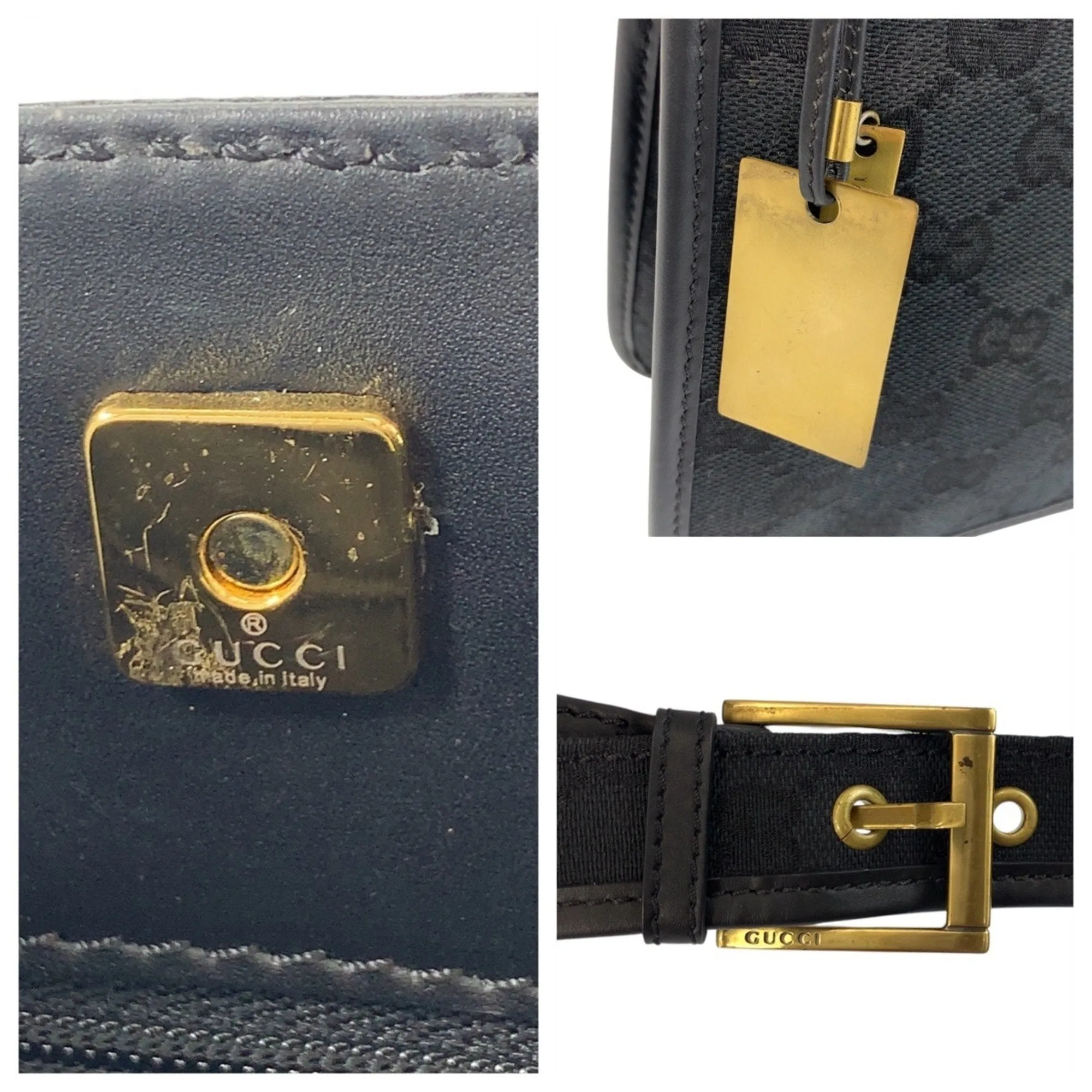 Gucci Gg Canvas Leather Pochette Shoulder Bag (Pre-Owned)