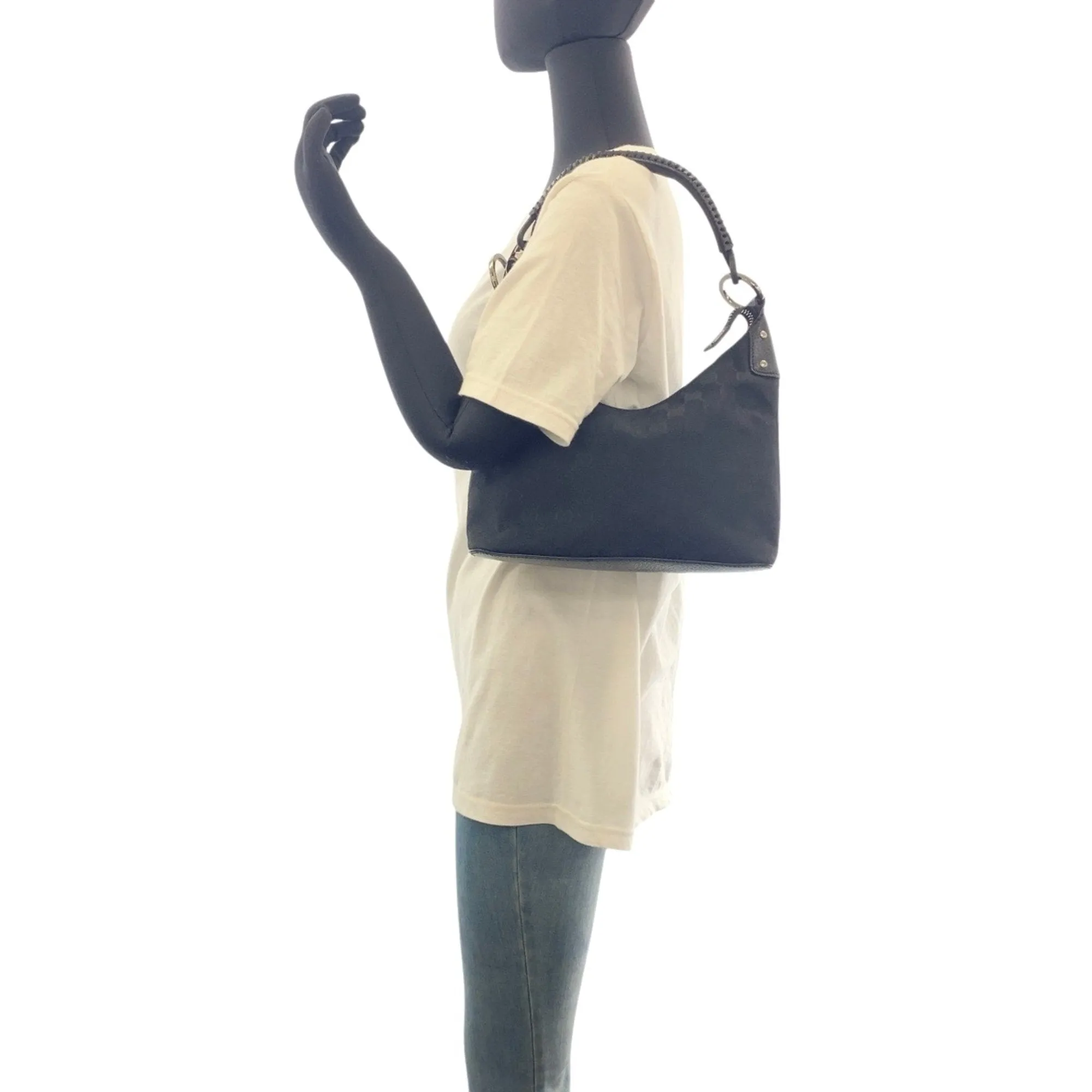 Gucci Gg Canvas Leather Shoulder Bag (Pre-Owned)