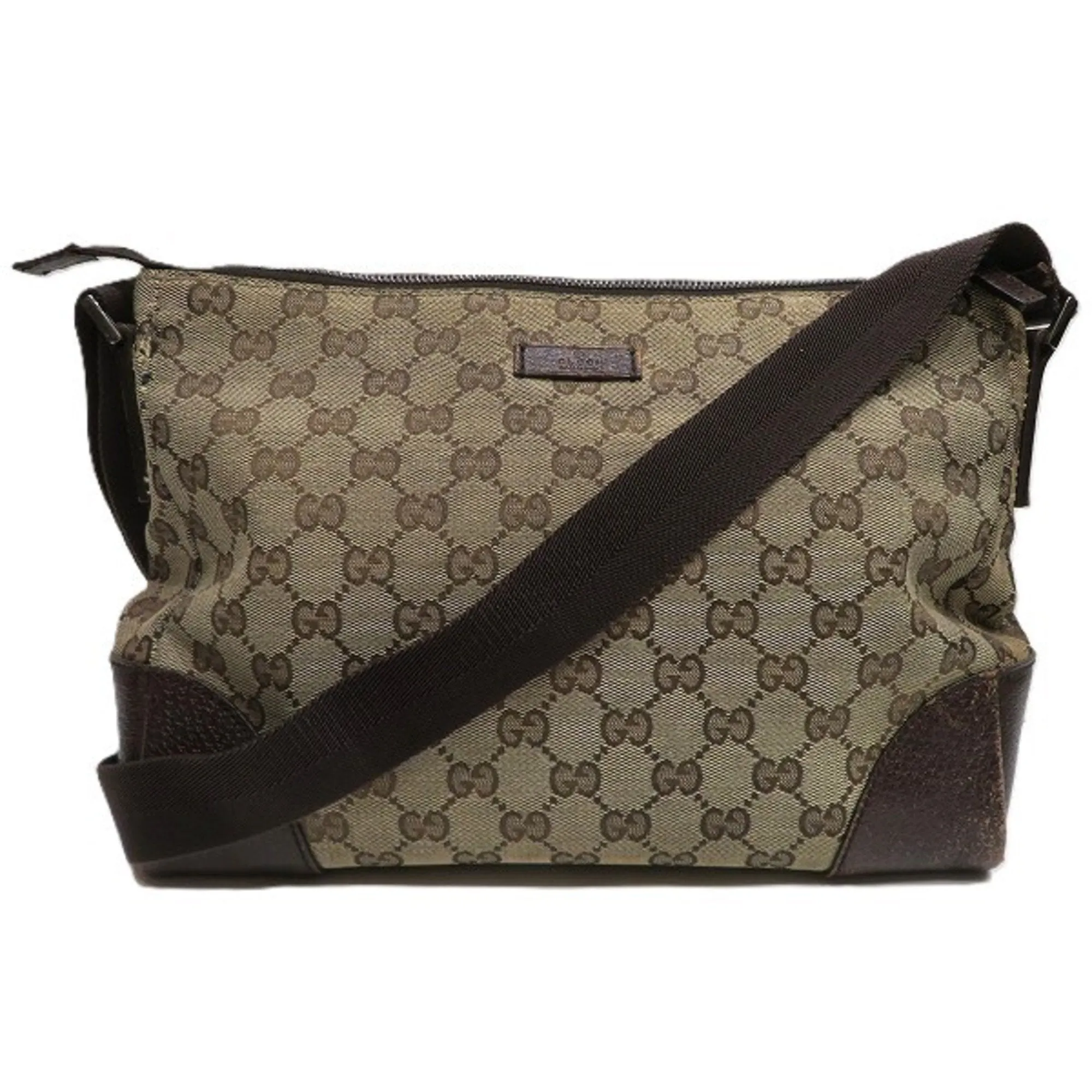 Gucci  Gg Canvas Leather Shoulder Bag (Pre-Owned)