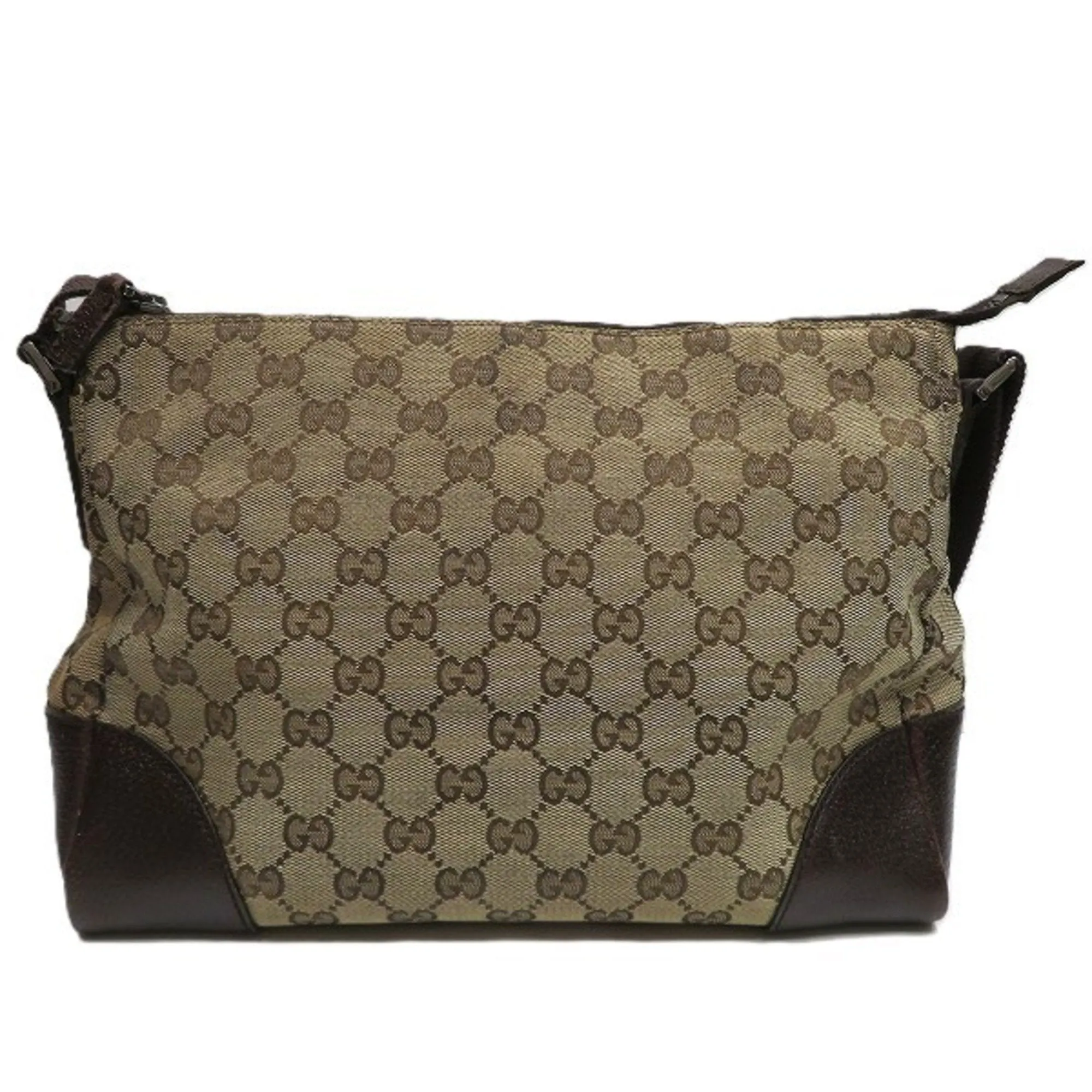 Gucci  Gg Canvas Leather Shoulder Bag (Pre-Owned)