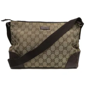 Gucci  Gg Canvas Leather Shoulder Bag (Pre-Owned)