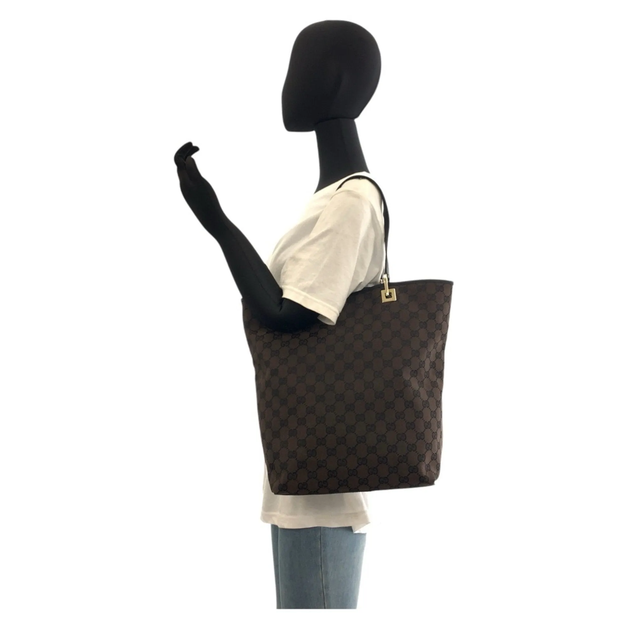 Gucci Gg Canvas Leather Shoulder Bag Tote Bag (Pre-Owned)