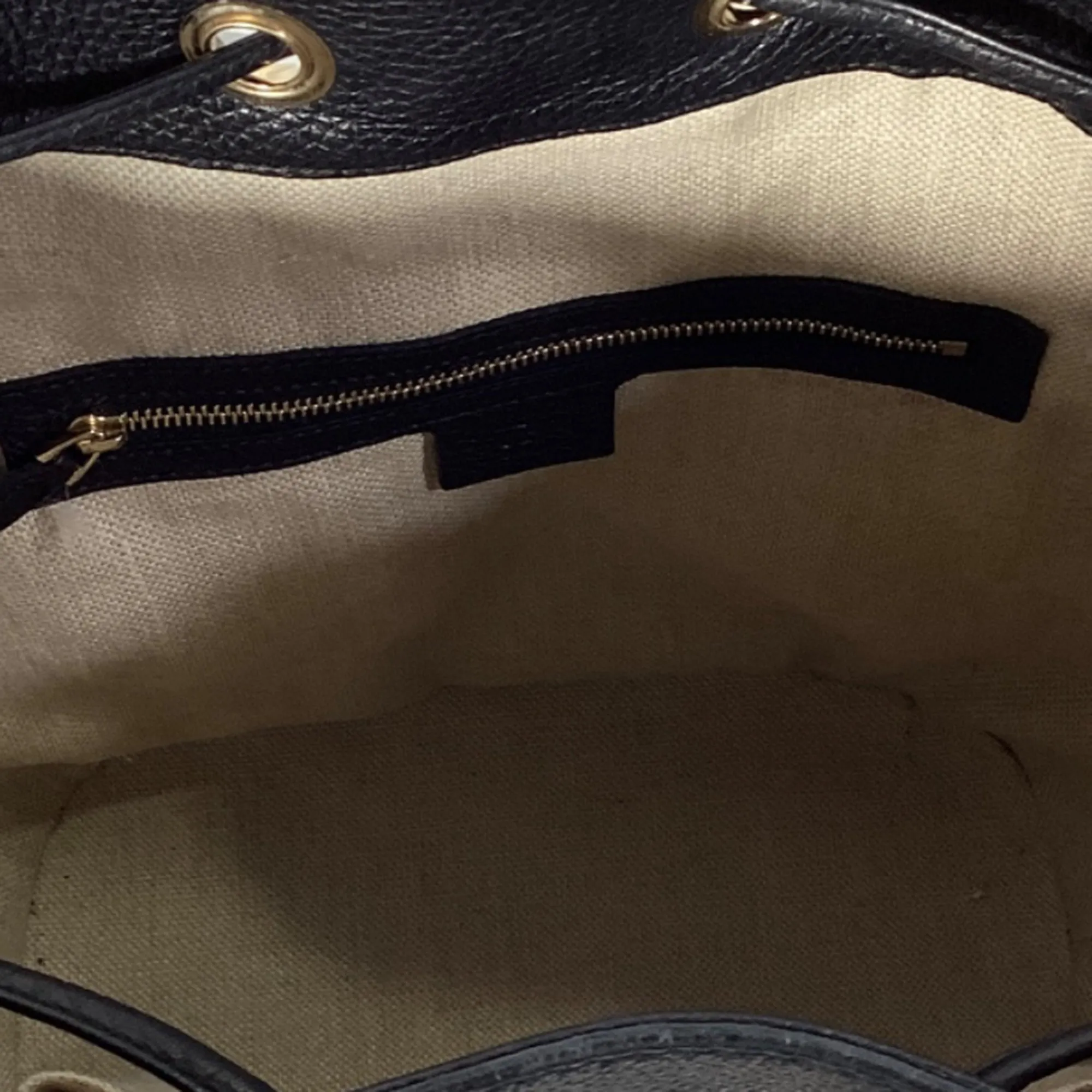 Gucci GG Monogram Bucket Bag in Black Calfskin Leather and Canvas