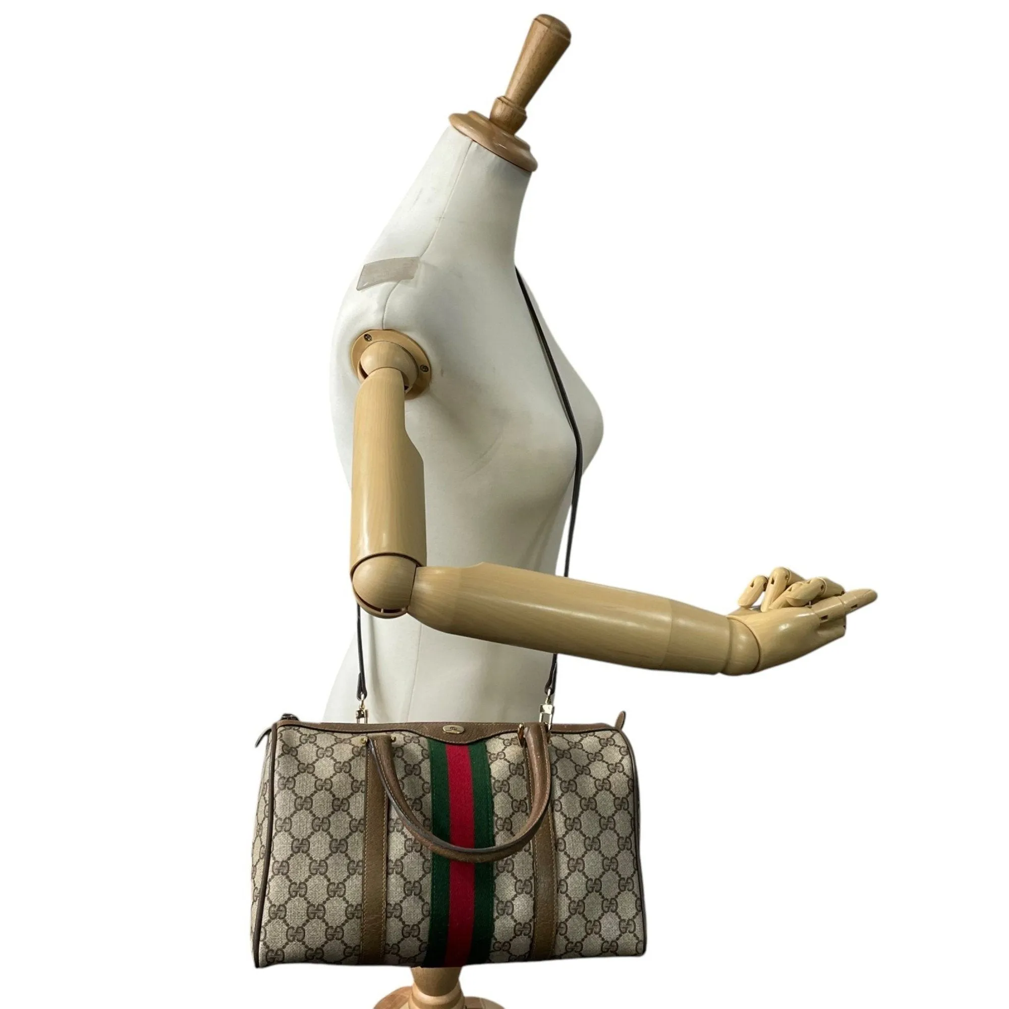 Gucci Gg Supreme Leather Boston Bag Handbag Shoulder Bag (Pre-Owned)