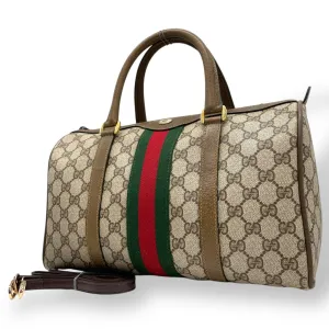Gucci Gg Supreme Leather Boston Bag Handbag Shoulder Bag (Pre-Owned)