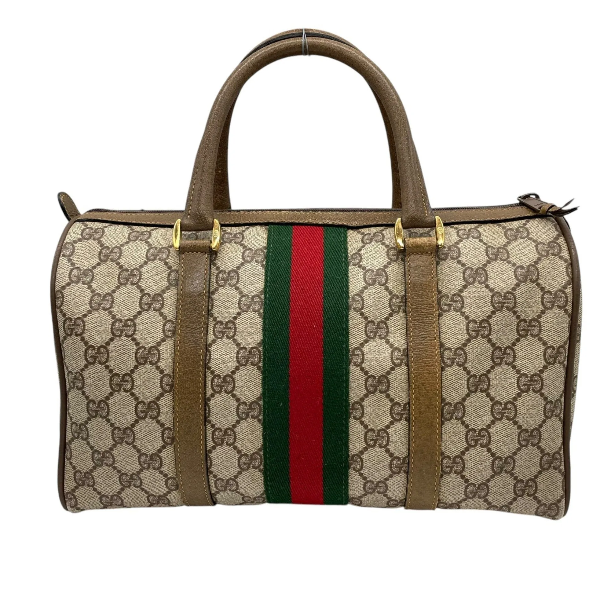 Gucci Gg Supreme Leather Boston Bag Handbag Shoulder Bag (Pre-Owned)