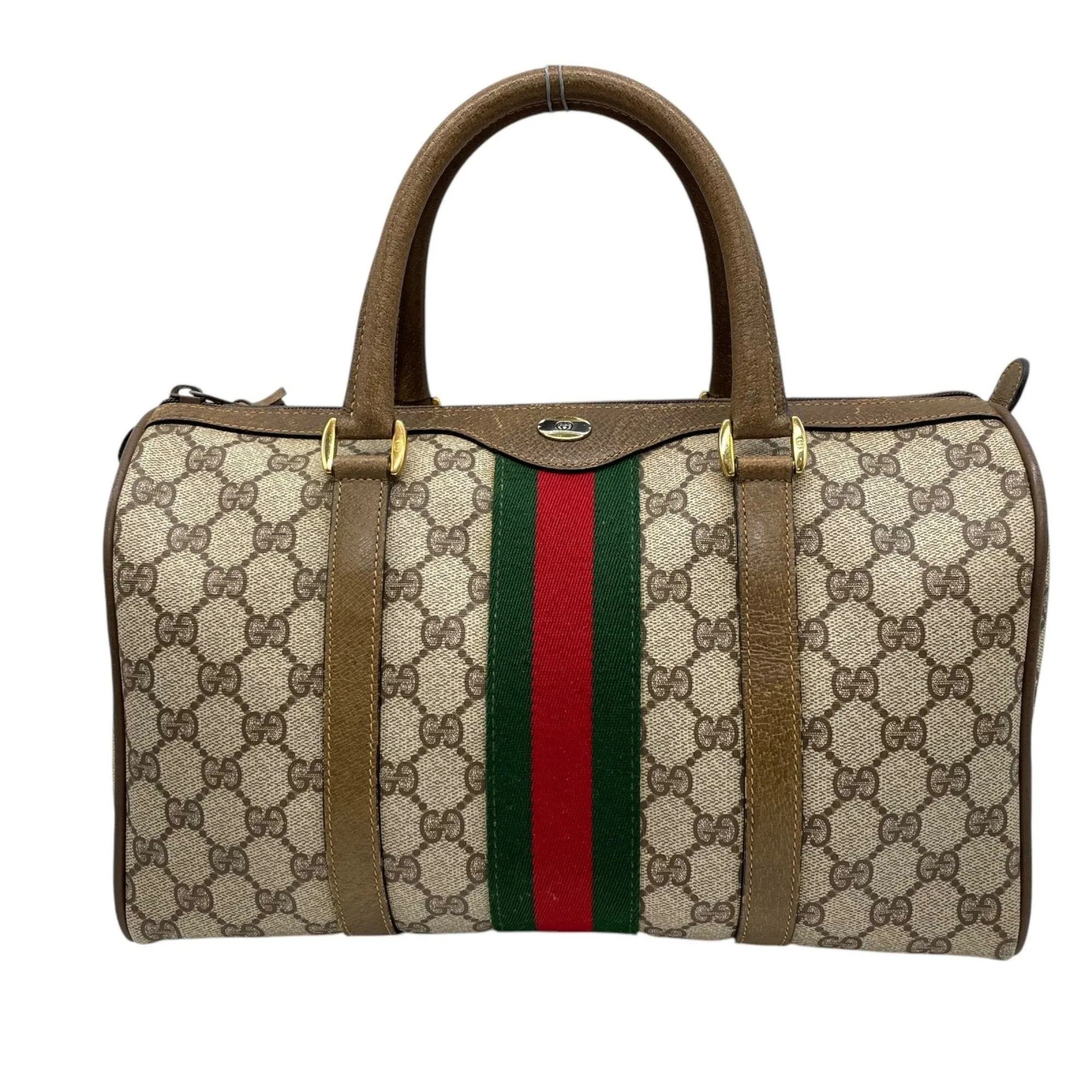 Gucci Gg Supreme Leather Boston Bag Handbag Shoulder Bag (Pre-Owned)