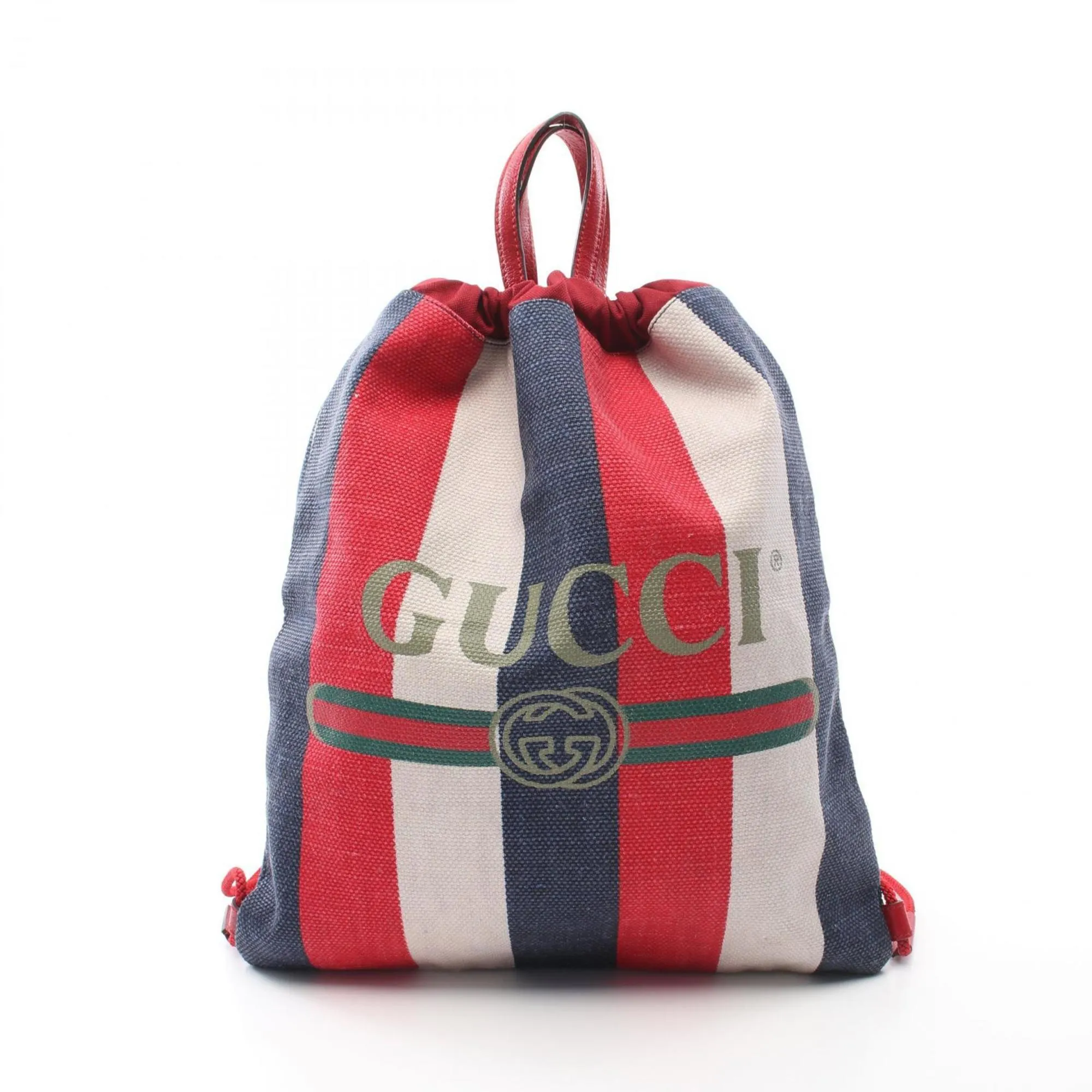 Gucci Navy Color Canvas Leather Backpack (Pre-Owned)