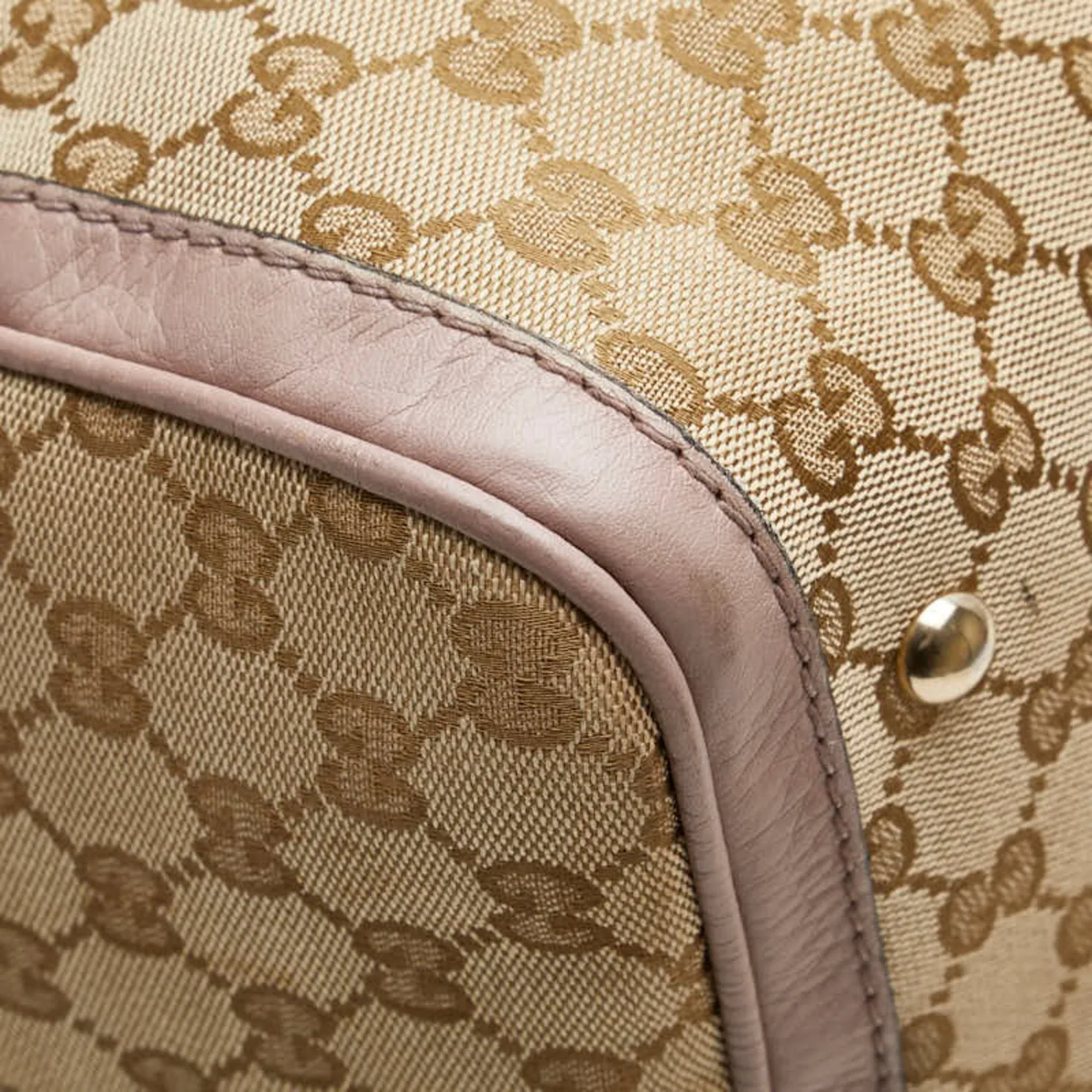 Gucci pink Canvas Leather Handbag Shoulder Bag (Pre-Owned)