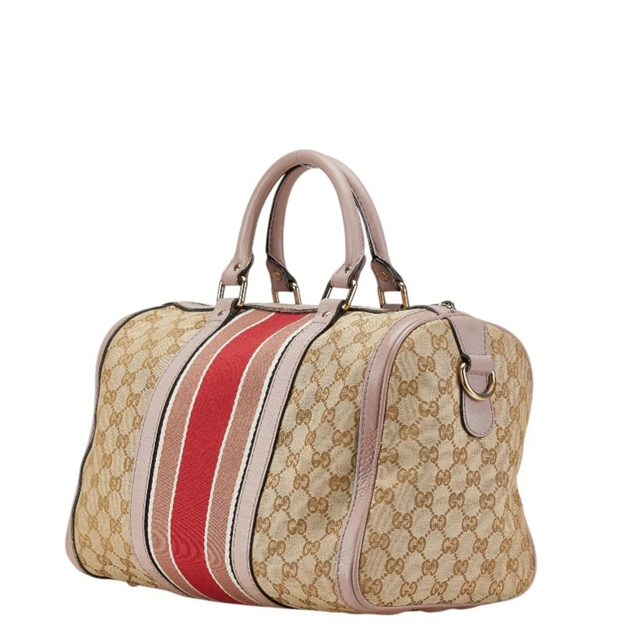 Gucci pink Canvas Leather Handbag Shoulder Bag (Pre-Owned)