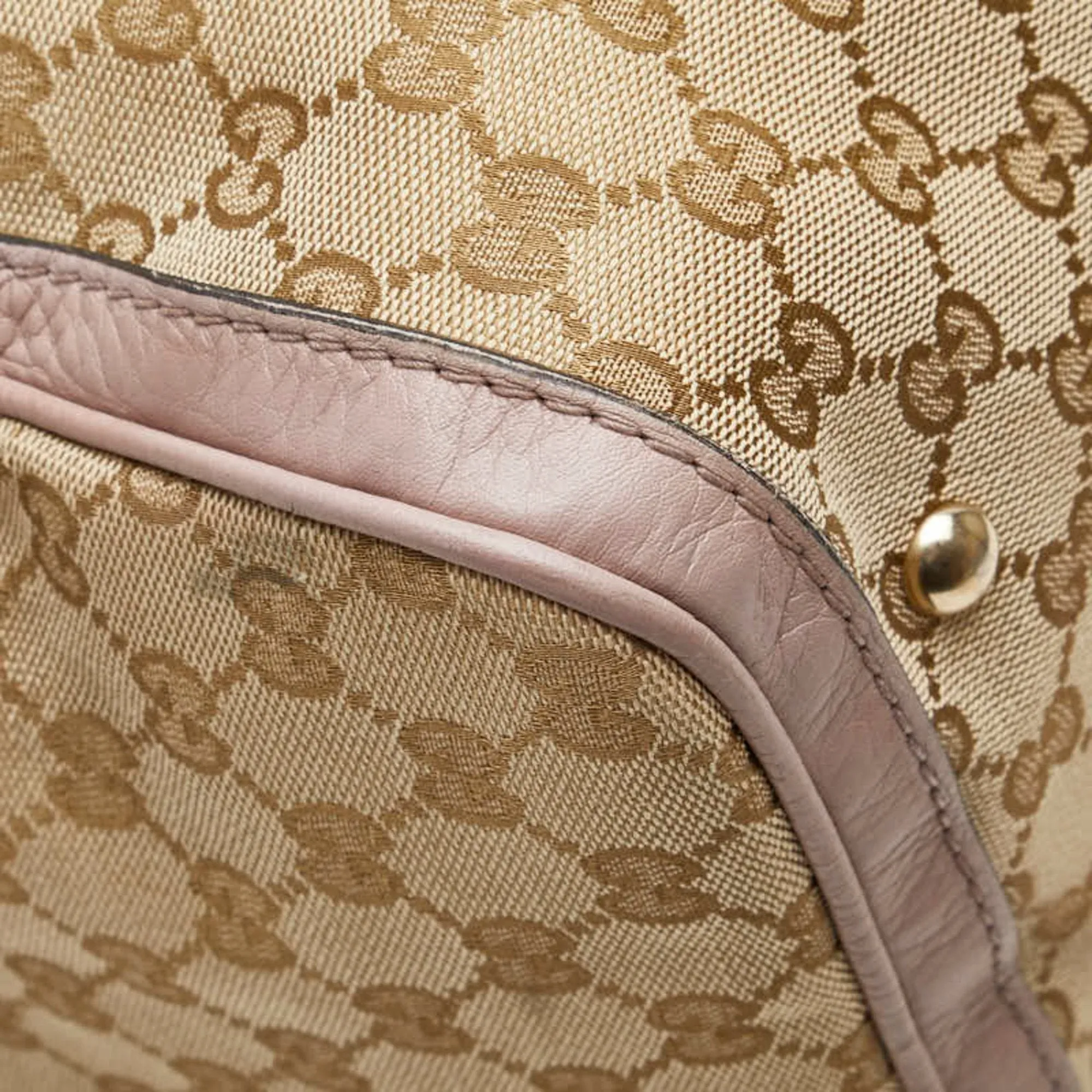 Gucci pink Canvas Leather Handbag Shoulder Bag (Pre-Owned)