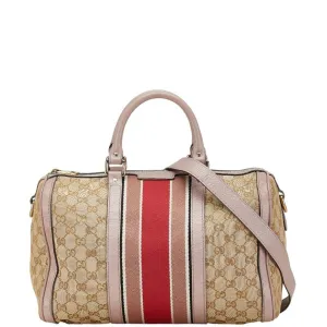 Gucci pink Canvas Leather Handbag Shoulder Bag (Pre-Owned)