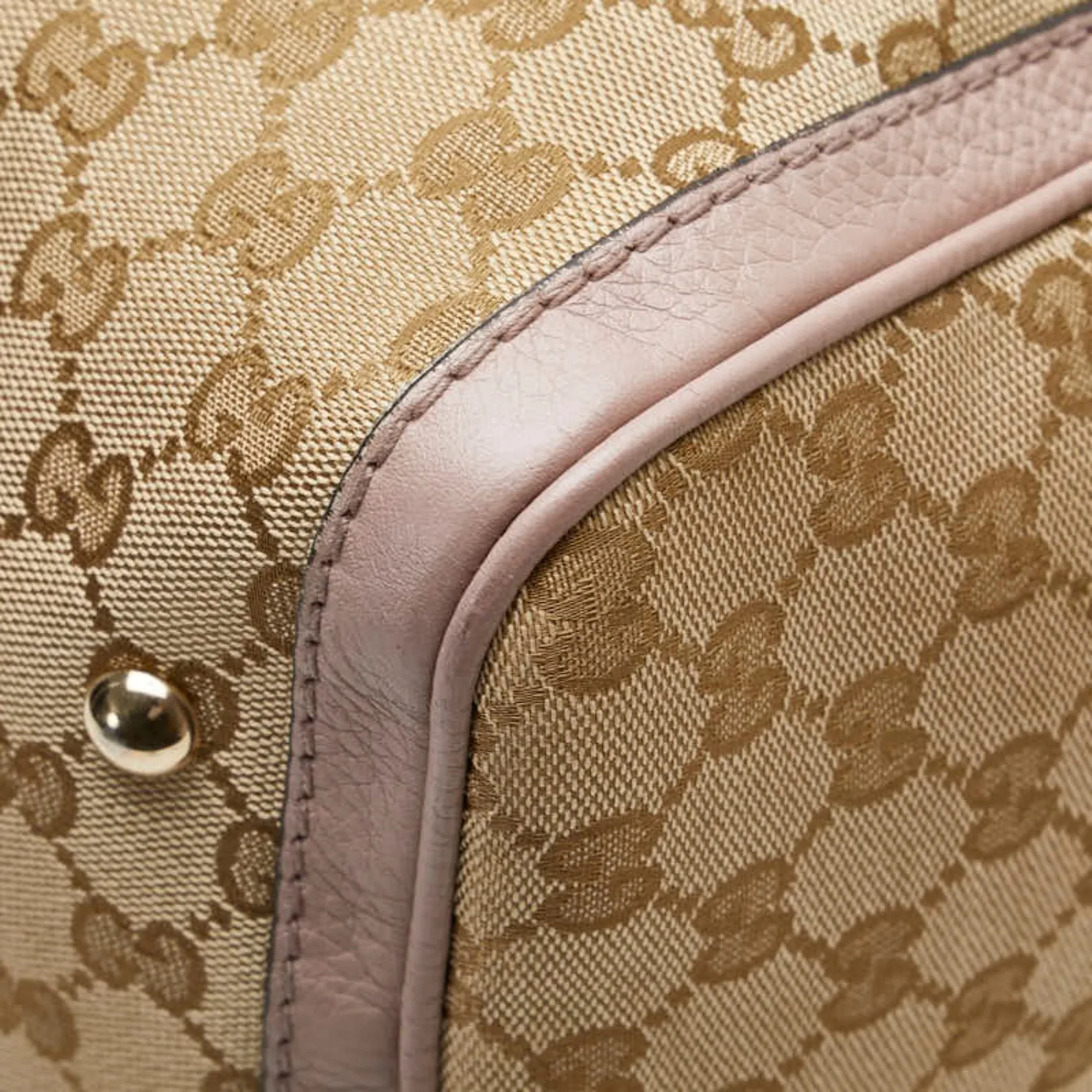 Gucci pink Canvas Leather Handbag Shoulder Bag (Pre-Owned)