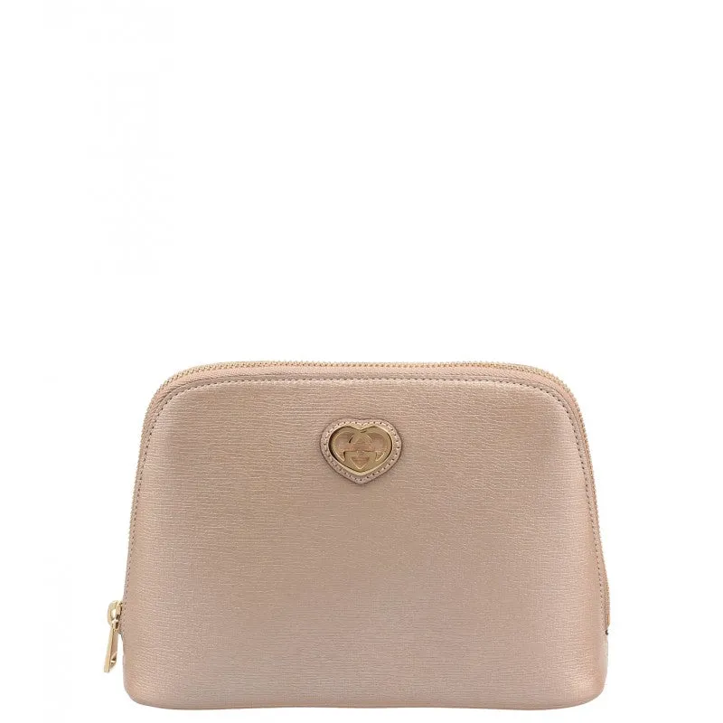 Gucci Pink Pearl Metallic Leather Cosmetic Case