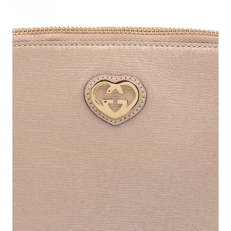 Gucci Pink Pearl Metallic Leather Cosmetic Case