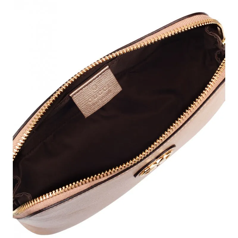 Gucci Pink Pearl Metallic Leather Cosmetic Case