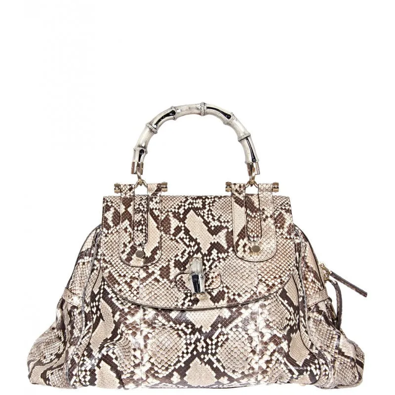Gucci ??Pop Bamboo?? Cream python bag