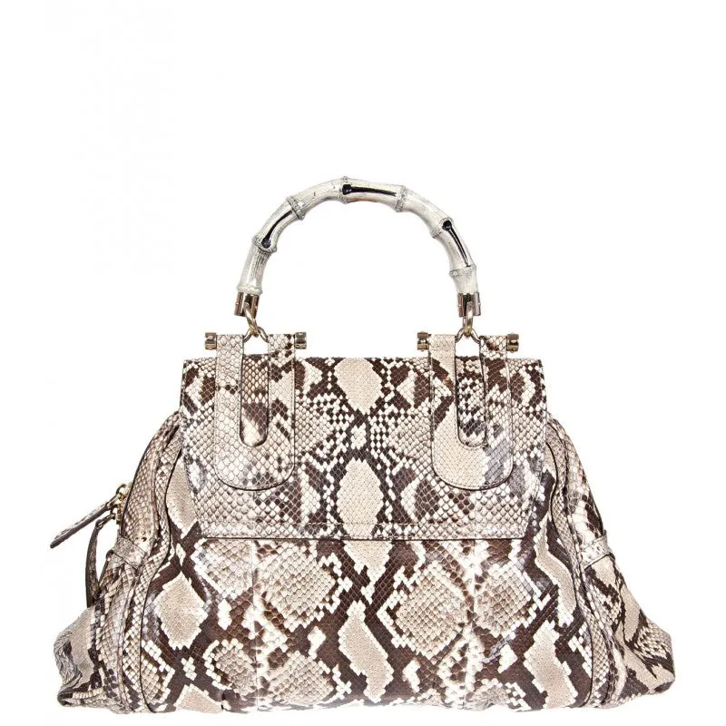 Gucci ??Pop Bamboo?? Cream python bag