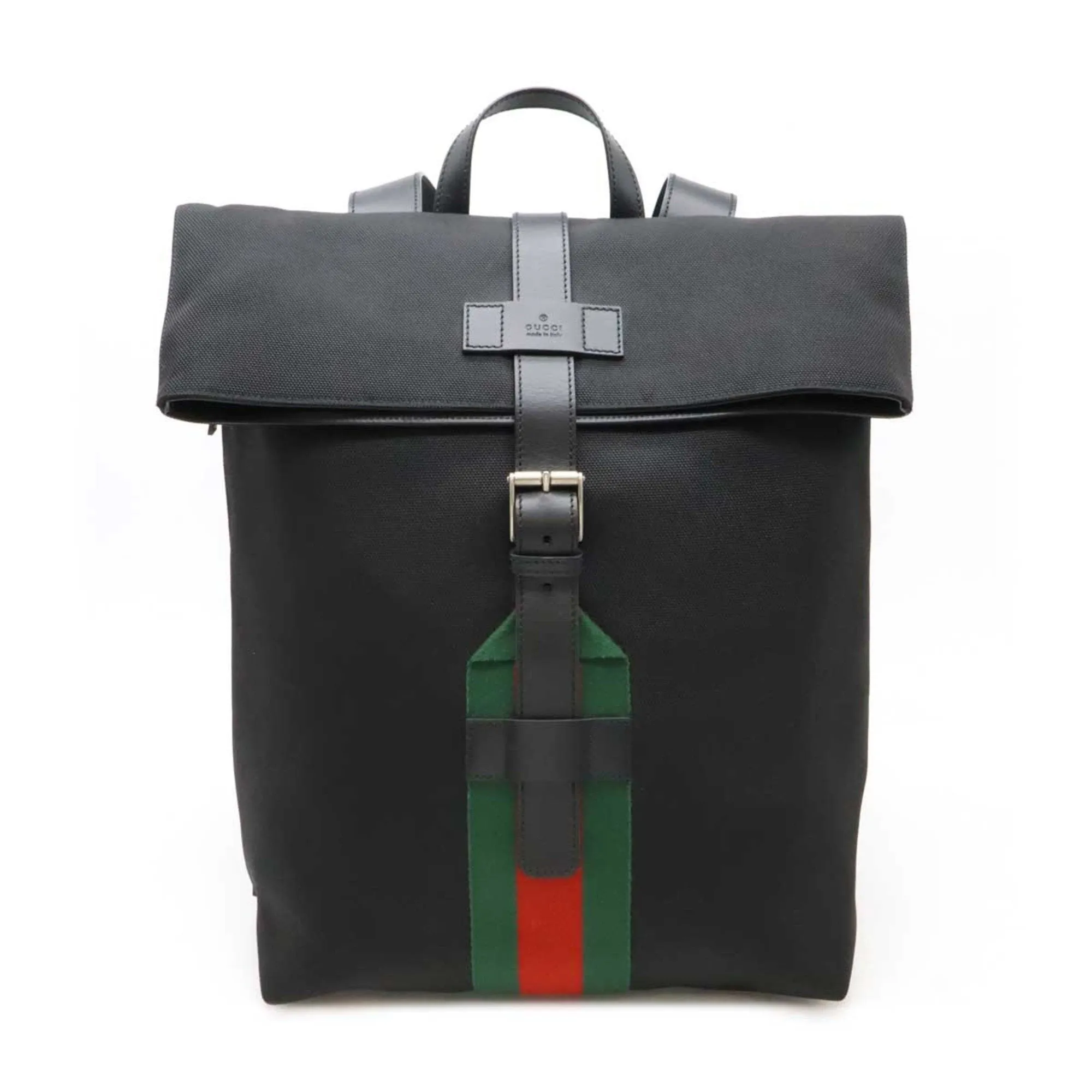 Gucci Sherry Line  Color Nylon Canvas Leather Backpack (Pre-Owned)