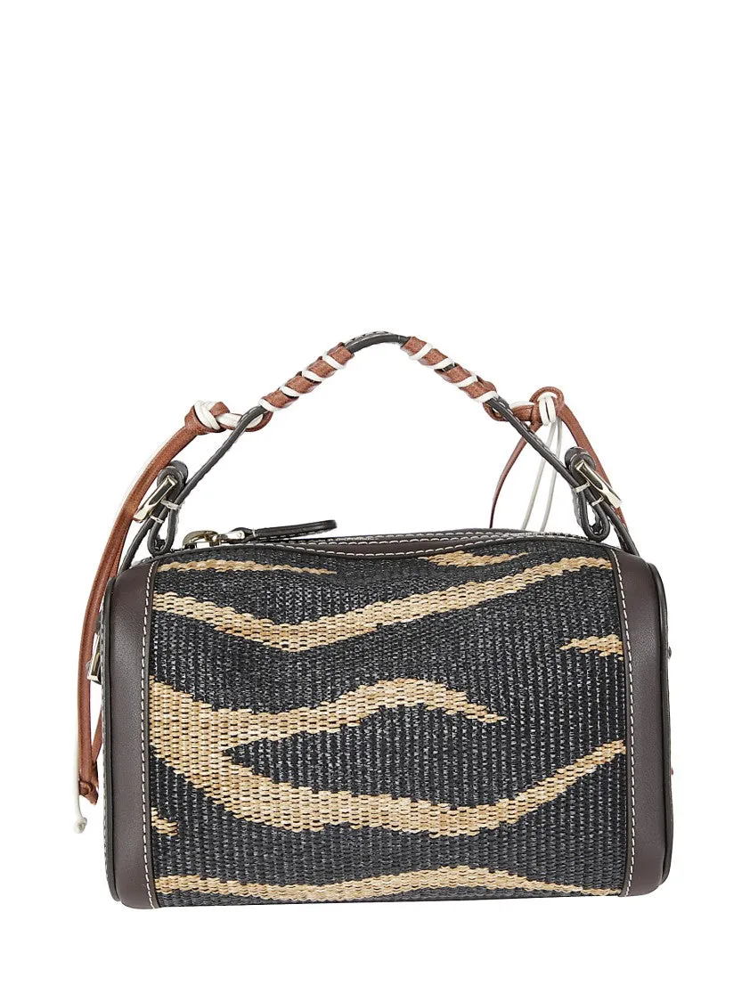 Handbag In Leather And Raffia