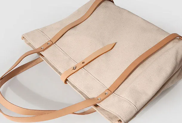 Handmade Canvas Leather purse handbag shoulder bag for women leather tote bag