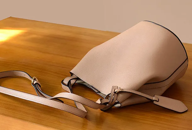 Handmade Genuine Leather Bucket Bag Purse Crossbody Bag Shoulder Bag Purse For Women